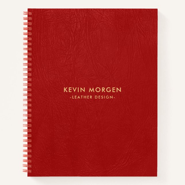 Rotes Vintage-Kunstleder Notizbuch (Vorderseite)