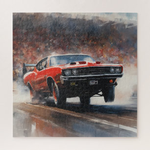 Rotes Vintage-Muscle-Car Puzzle
