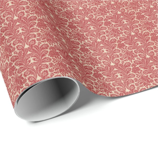 Rotes Vintage-Muster Geschenkpapier (Rolleneckpunkt)