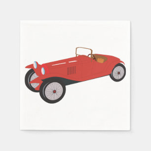 Rotes Vintage-Sportwagen-Klassiker Roadster mit of Serviette