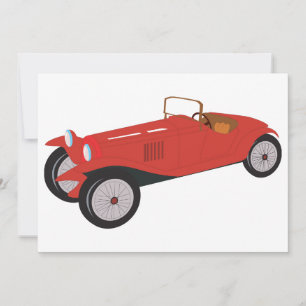 Rotes Vintage-Sportwagen, klassischer Roadster mit Einladung