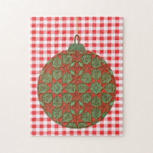 Rotes Vintage-Weihnachts-Spaß-Retro-Puzzle Puzzle