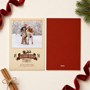 Rotes Vintage-Weihnachtsmann-Schlittenfahrt-Weihna Feiertagskarte