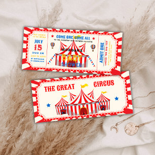 Rotes Vintage-Zirkusticket Karneval Baby-Party Einladung