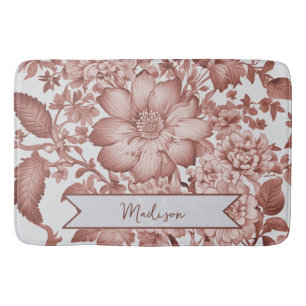 Rotes Vintages Chinoiserie Personalisiertes Floren Badematte