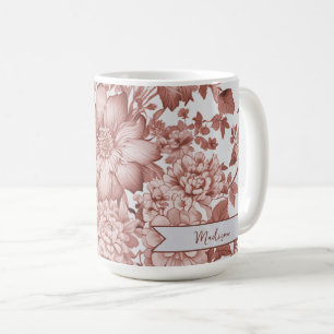 Rotes Vintages Chinoiserie Personalisiertes Floren Kaffeetasse