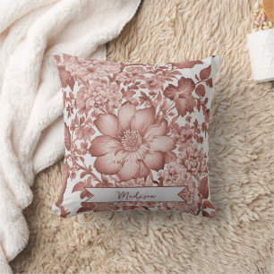 Rotes Vintages Chinoiserie Personalisiertes Floren Kissen