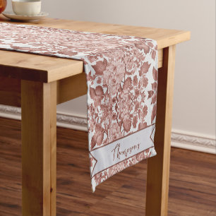 Rotes Vintages Chinoiserie Personalisiertes Floren Kurzer Tischläufer