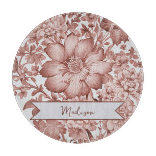 Rotes Vintages Chinoiserie Personalisiertes Floren Schneidebrett