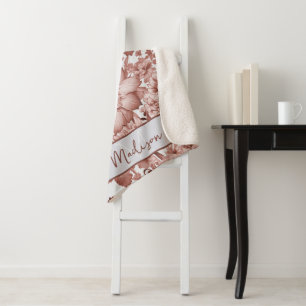 Rotes Vintages Chinoiserie Personalisiertes Floren Sherpadecke