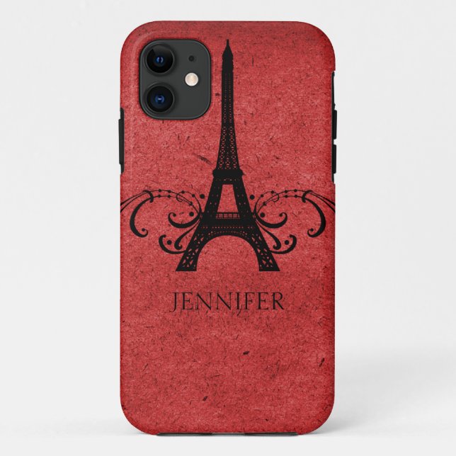 Rotes Vintages Französisch Geblüht Case-Mate iPhone Hülle (Rückseite)