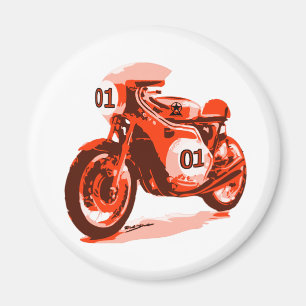 Rotes Vintages laufendes Motorrad Magnet