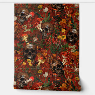 Rotes Vintages Mystic Skull Forest Garden Wallpape Tapete