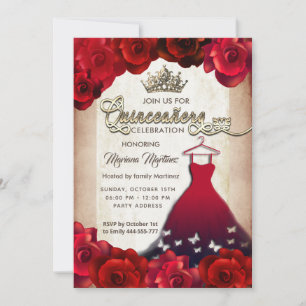 Rotes Vintages Schmetterlingskleid Rose tiara Quin Einladung