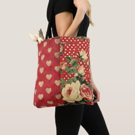 Rotes Vintages Shabby Chic Dots Hearts Florals Mix