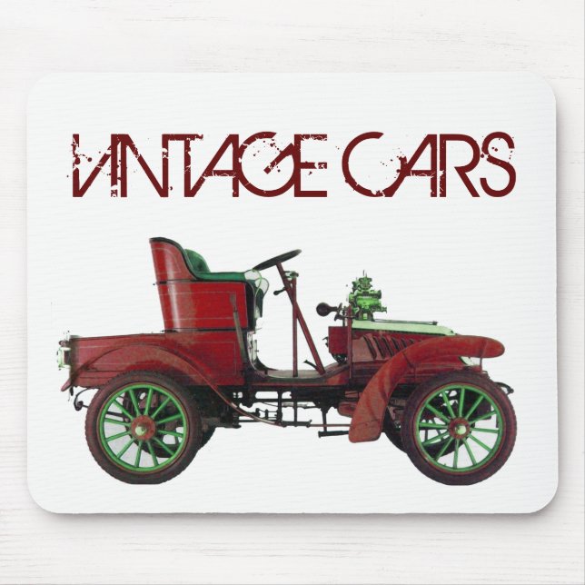 ROTES VINTAGKRAFTWAGEN, KLASSISCHE AUTOMOTIVE, wei Mousepad (Vorne)