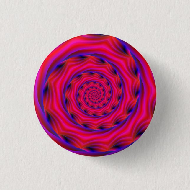 Rotes Violett und Blauer Spiral Button (Vorderseite)