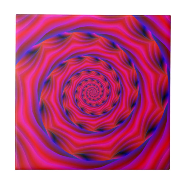 Rotes Violett und Blauer Spiral Fliese (Vorderseite)