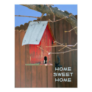 Rotes Vogelhaus-Foto Fotodruck