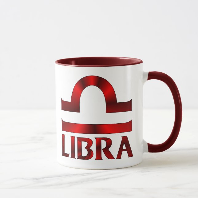 Rotes Waage-Horoskop-Symbol Tasse (Rechts)
