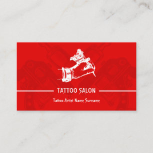 Rotes Waffen-Pen Minimalistisches Modernes Tattoo Visitenkarte