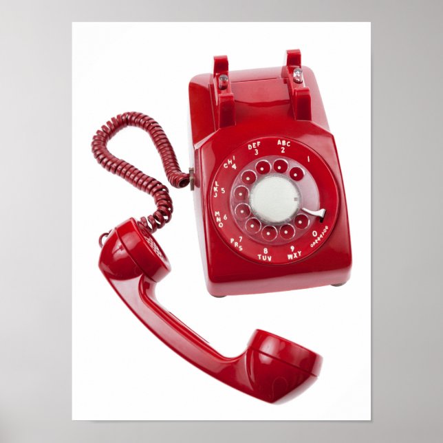 Rotes Wählscheibentelefon Poster (Vorne)