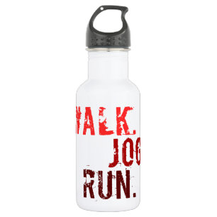 ROTES WALK JOG RUN (Schriftart SMUDGE) Edelstahlflasche