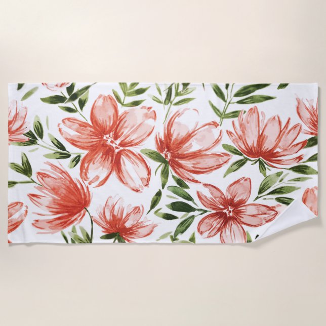 Rotes Wasser - Blume Strandtuch (Vorderseite)