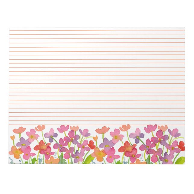 Rotes Wasser Wildblumen Orange Lined Notizblock (Vorderseite)