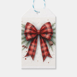 Rotes Wasserfarben-Weihnachtsband Geschenkanhänger