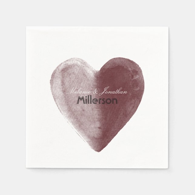 Rotes Wasserfarbenherz Serviette (Vorderseite)