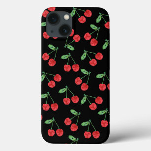 Rotes Wasserfarbenkirschen Fruchtmuster iPhone 13 Hülle