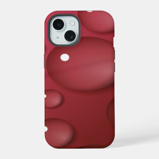 Rotes Wassertropfenmuster iPhone 15 Hülle (Rückseite)