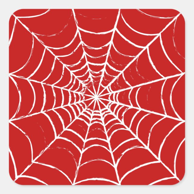 Rotes Web Quadratischer Aufkleber (Vorderseite)