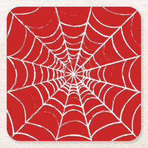 Rotes Web Rechteckiger Pappuntersetzer