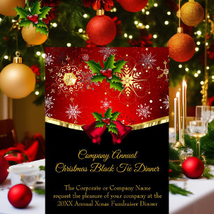 Rotes Weihnachten Corporate Black-Tie-Dinnerparty Einladung