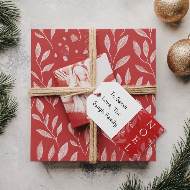 Rotes "Weihnachten"-Geschenk-Tag Geschenkanhänger (Red Noel Gift Tag)