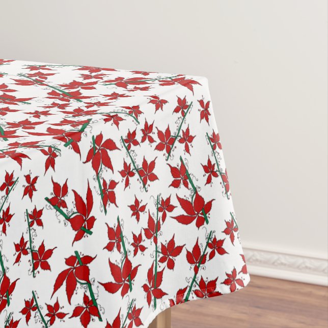 Rotes Weihnachts-Blumenmuster mit Weihnachtsstern Tischdecke (Beispiel)