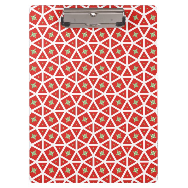 Rotes Weihnachts-Geometrisches Stern-Design Klemmbrett (Vorderseite)