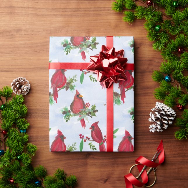 Rotes Weihnachts-Kardinal-Geschenkpapier religiös Geschenkpapier (Feiertagsgeschenk)