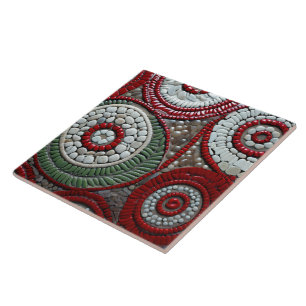 Rotes Weihnachts-Spiralmuster Fliese
