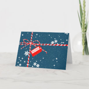 Rotes Weihnachts-Tag auf Geschenk-Feiertagskarte Feiertagskarte