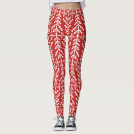 Rotes Weihnachtsbaum-nordisches angemessenes Leggings