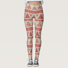Rotes Weihnachtsbaum-nordisches Leggings