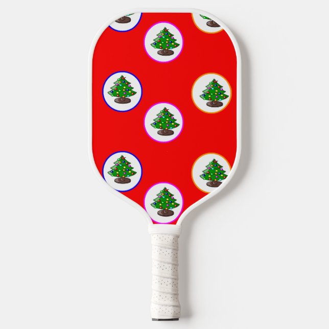 Rotes Weihnachtsbaummuster Pickleball Schläger (Vorderseite)