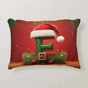 Rotes Weihnachtsbuchstabe E mit Santa-Hut 🎁 Dekokissen