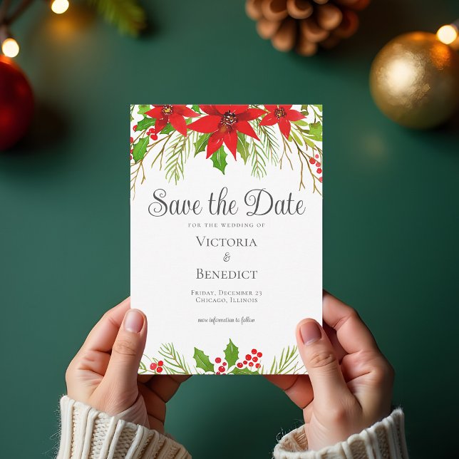 Rotes Weihnachtsfest Botanisch Save The Date (Von Creator hochgeladen)