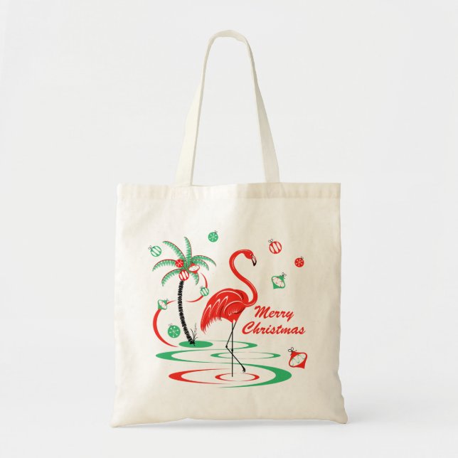Rotes Weihnachtsfest Flamingo Frohe Weihnachts-Tas Tragetasche (Vorne)