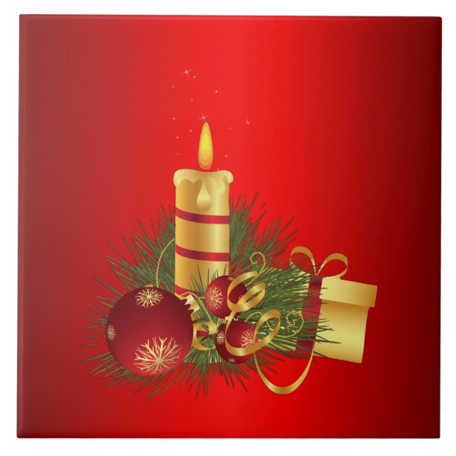Rotes Weihnachtsfest Fliese (Vorderseite)