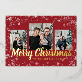 Rotes Weihnachtsfest Folien Feiertagskarte